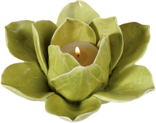 HomArt Lotus Tea Light Holder, Green