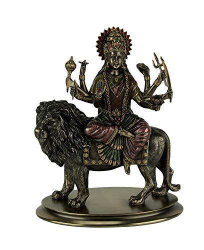 Unicorn Studio VERONESE Durga Riding on Lion Statue Sculpture - Divine Mother Hindu Goddess