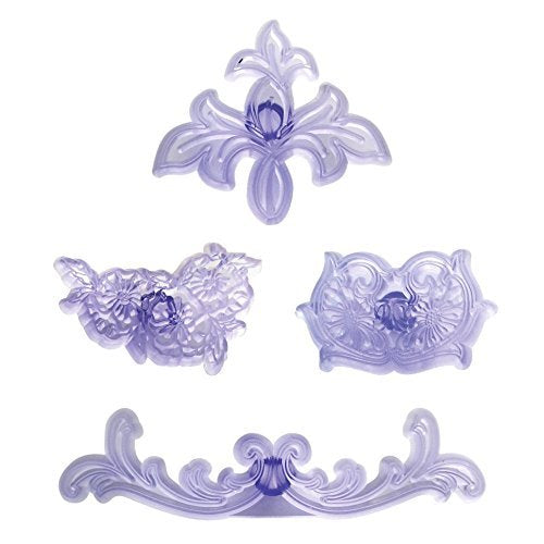 PME Cake PME Cake JEMEnterprises Scrolls & Pansy Cutters, Set of 4,Transparent