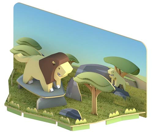 HALFTOYS Complete Animal Series Cute Playset with Magnets, Lion (Figure, Bone Puzzle, Magnet, Craft and Display!)