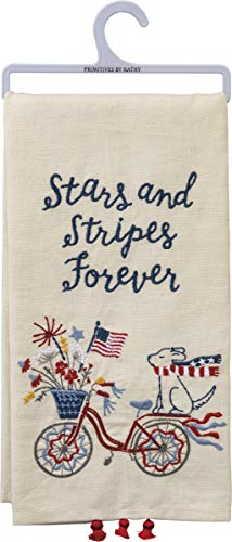 Primitives by Kathy Patriotic Embroidered Dish Towel, 20 x 26-Inches, Stars and Stripes Forever