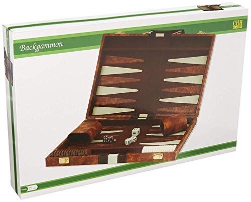 CHH 14.75" Recreational Board Game Vinyl Backgammon Set - Brown & White