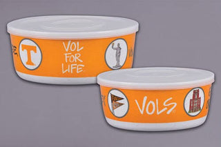 Magnolia Lane University Tennesse The Volunteers Football Bowl Container with Lid, Set of 2, Kitchen Accessories