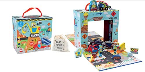 Floss & Rock Construction Kids Playbox, 15 Wooden Piece, 9.25 Inch