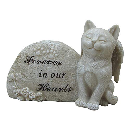 Comfy Hour Loving Memory Collection Resin Memorial Stone Footprint Cat Angel Pet Statue, Handmade, Faithful Memory of Cat&
