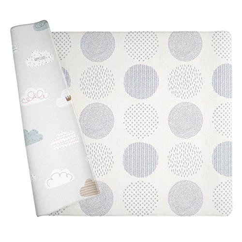 Parklon Pure Soft Baby Play Mat (Large, 82.6x55.1x0.6 in, Blue Spot/Cloud Bebe)