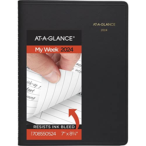 Pens AT-A-GLANCE¬¨√Ü Open Scheduling Weekly Planner, 6-3/4" x 8-3/4", Black, January to December 2024, 7085505