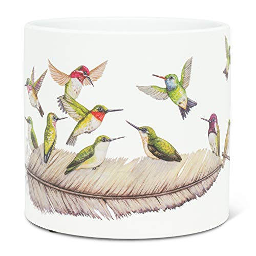 Abbott Collection  27-PL-WR-02-LG Large Hummingbirds Planter, 6.5 inches D, White