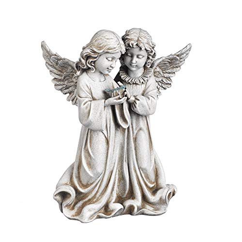 Roman Josephs Studios Garden Figure, 66745 Two Angels Holding a Bird, 12.25 inches tall