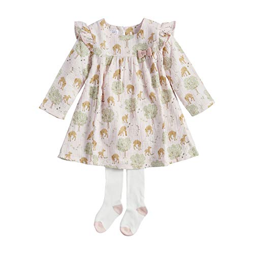 Mud Pie Baby Girl Deer Dress and Tights, 5T, Pink