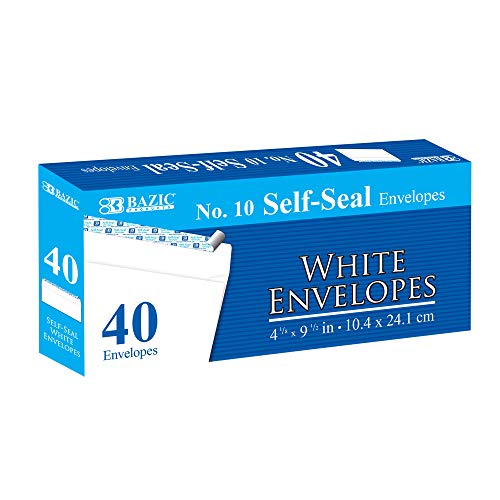 BAZIC Self Seal White Envelope 4 1/8" x 9 1/2" 