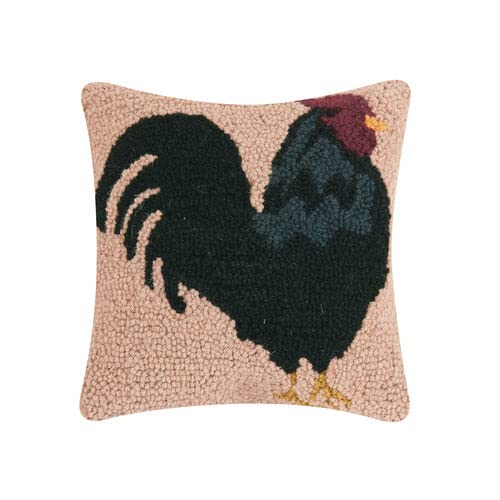 Peking Handicraft Rooster, Hook Pillow, Wool and Poly Velvet