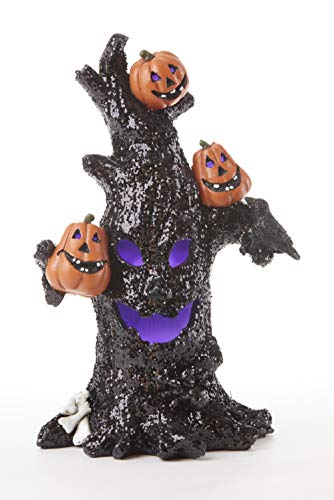 Delton 2043-1 LED Tree with Pumpkin Heads, 10-inch High, Resin