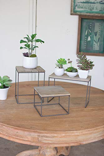 Kalalou Tabletop Rustic Wood and Metal Riser Set