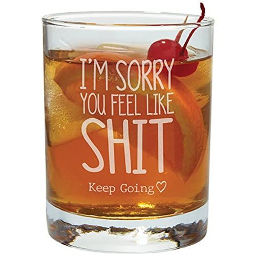 Carson Home 24937 Keep Going Collection Feel Like Shit Rocks Glass, 12 oz