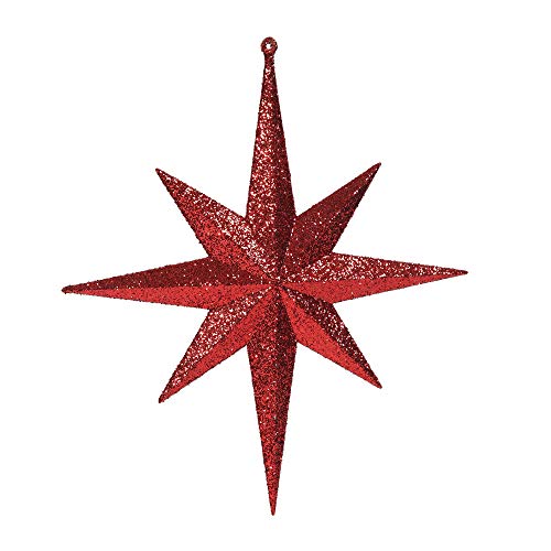 Vickerman M167403 Plastic Iridescent Glitter Bethlehem Star in 2/Bag, 12", Red