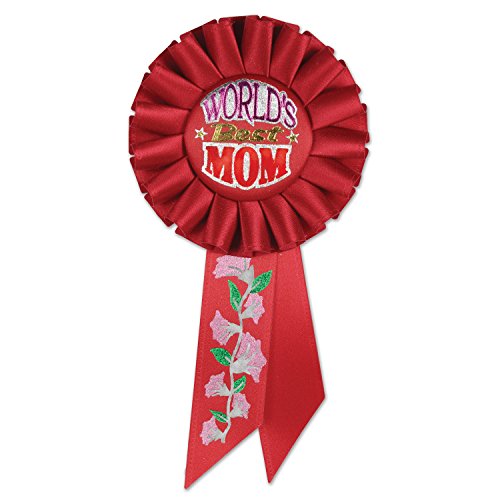 Beistle World's Best Mom Rosette, 31/4 by 61/2-Inch