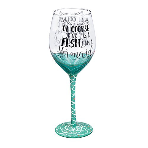 Evergreen Mermaid 12 OZ Wine Glass - 4 x 9 x 4 Inches