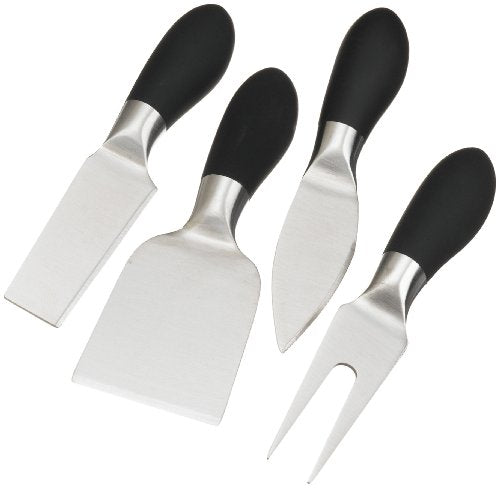 Prodyne K-4-BK Cheese Knives with Black Soft Touch Handles, Set of 4
