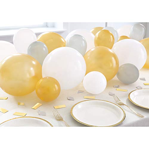 Unique Industries Silver, White & Gold Balloon Garland Table Runner W/Confetti Cutout (Each)