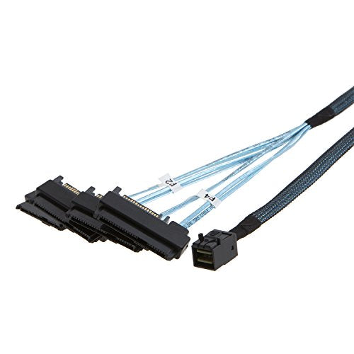 CableCreation SFF-8643 to SFF-8482 Cord, Internal Mini SAS SFF-8643 to 4 X 29 Pin SFF-8482 Ada with SAS 15 Pin Power Port, 1.6FT, 0.5M