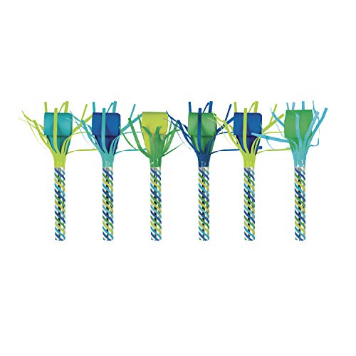 Unique Industries Blue and Green Fringed Party Noisemakers (6 Pcs) - 1 Pack