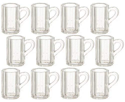 Aztec Imports 1:12 Scale 12 Pc Clear Beer Mugs SET 