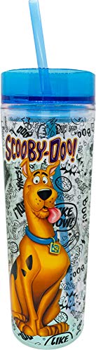 Spoontiques 22110 Tall Cup Tumbler with Straw, 16 Oz (Scooby Doo)