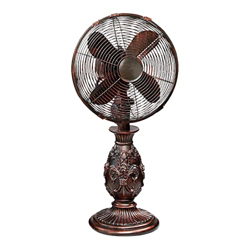 DecoBREEZE Fleur De Lis 10-Inch Table Fan 3-Speed Oscillating Fan