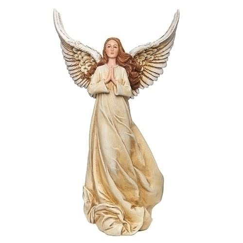Roman 11" White and Brown Praying Angel Christmas Tabletop Figurine