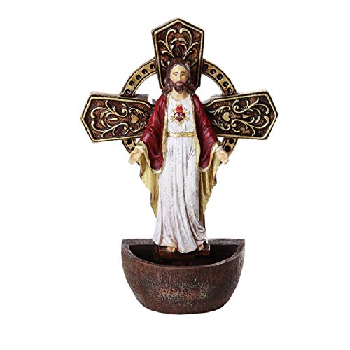 Pacific Trading DIVINITY COLLECTION The Sacred Heart of Jesus Holy Water Font Religious Sacrament Wall Decor 6.75 inches