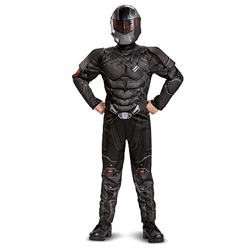Disguise Snake Eyes Costume for Kids, Deluxe Official GI Joe Costume with Muscles and Mask, Child Size Large (10-12) Black