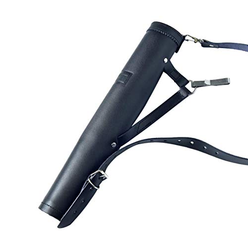 UNIVERSE ARCHERY Back Arrow Quiver | Genuine Cow Leather Arrow Holder | Traditional Handmade Quiver for Archery Sports | Lightweight & Comfortable (43 X 8 cm) (Black)