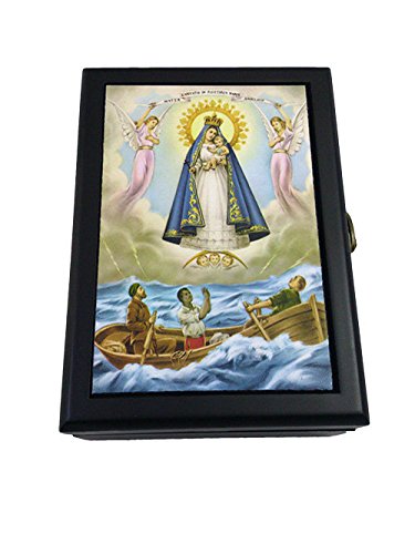 Pacific Trading PTC Lady of Charity Religious Scene Tile Jewelry/Trinket Box Figurine