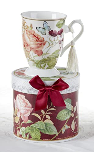 Delton Porcelain Mug in Gift Box, Burg Peony