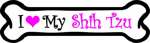 Imagine This Company 7-Inch by 2-1/4-Inch Car Magnet Pink Bones, I Love My Shih Tzu