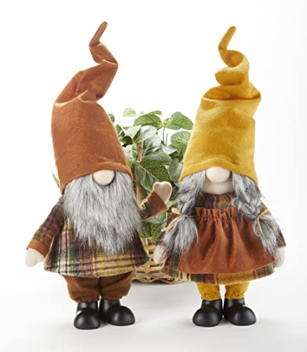 Delton Standing Harvest Plaid Gnome, 2 Assortment