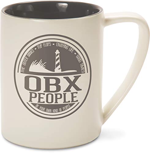 Pavilion Gift Company Gray & Cream 18 oz Coffee Mug OBX People, Gray
