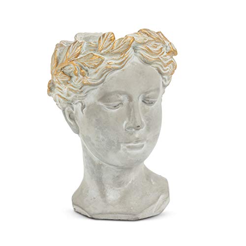 Abbott Collection  27-APHRODITE-535-SM Small Woman Head Planter, Grey/Gold