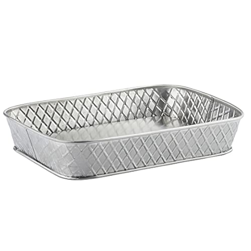 Tablecraft Lattice Collection 9.5 x 6.5 x 1.5" Rectangular Platter, Stainless Steel