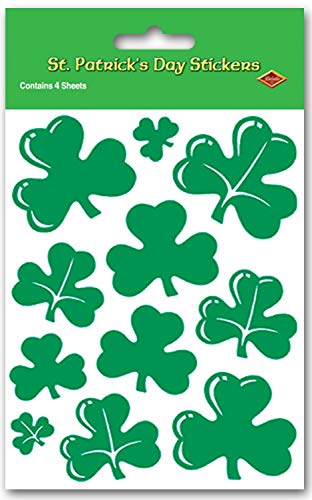 Beistle 4 Sheets Lucky Irish Shamrock Stickers for Happy St. Patrick&