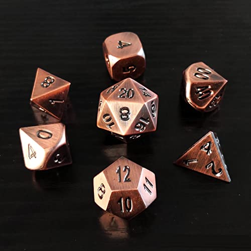 Bescon Dice Heavy Duty Old Bronze Solid Metal Dice Set, Ancient Metallic Polyhedral D&D RPG Game Dice 7pcs Set