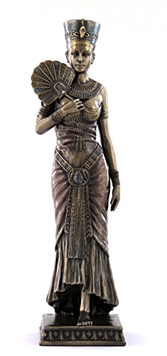 Unicorn Studio 8.75 Inch Egyptian Queen Holding Fan Cold Cast Bronze Figurine