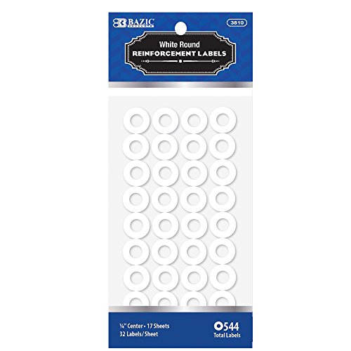 BAZIC White Round Reinforcement Label (544/Pack)