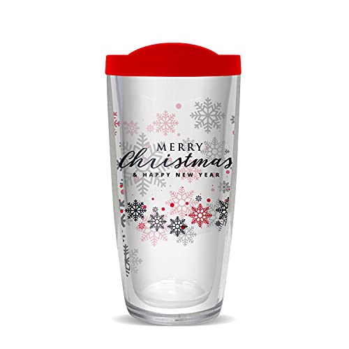 FREEHEART Stylish Snowflakes 22oz Tumbler with Fire Red Lid