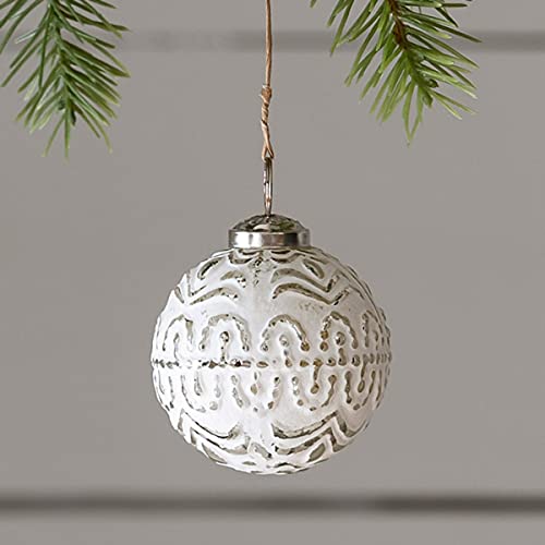 Park Hill Collection XAO10650 St. Lucia Embossed Ball Ornament, Medium, 4-inch Diameter, Glass