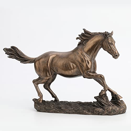 Unicorn Studio 13.63 Inch Horse Cantering on The Grassland Cold Cast Bronze Figurine
