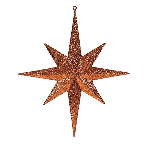 Vickerman M167518 Plastic Iridescent Glitter Bethlehem Star, 15.75", Burnish Orange