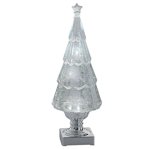 Ganz Midwest-CBK Shimmer Christmas Tree Silver LED Light Up 5 x 14 Inch Acrylic Tabletop Figurine