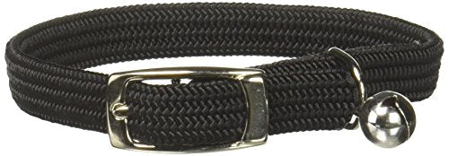 OmniPet Kool Kat Elastic Cat Safety Collar with Bell, Black, 10"